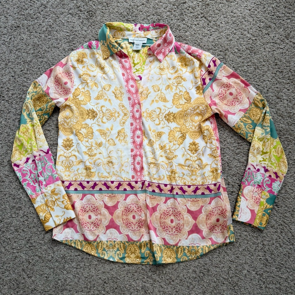 Cupcakes & Cashmere Multicolor Patterned Blouse Small